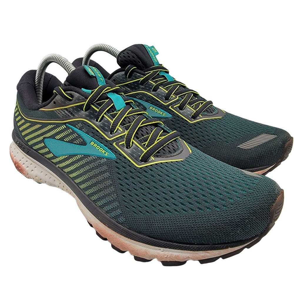 Brooks Ghost 12 Mens 9.5(B) Narrow Green Black Running Shoes - 1103161B018